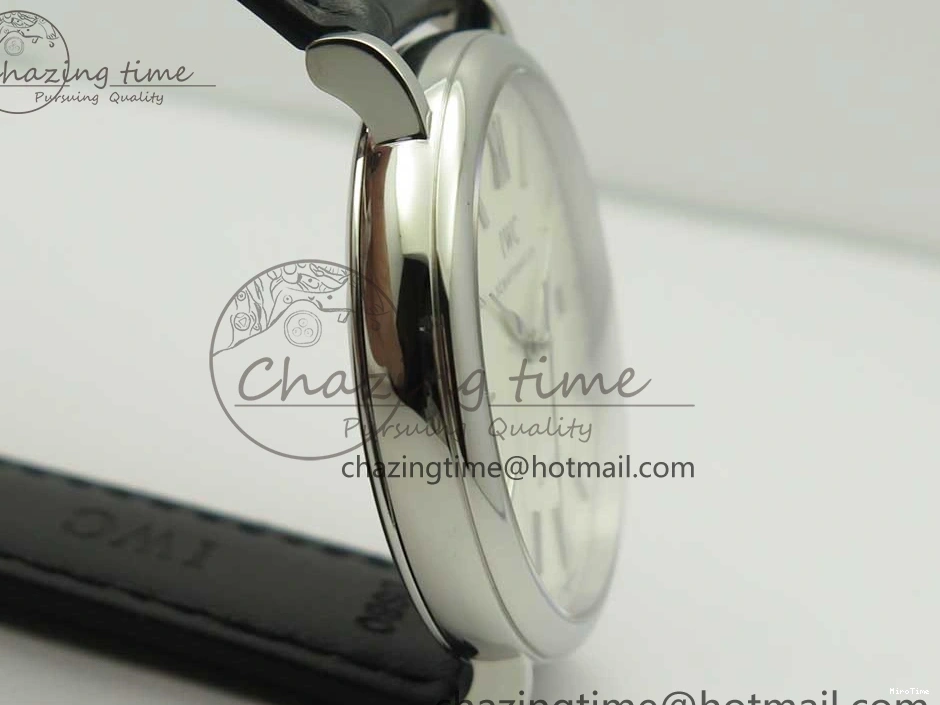 MIROTIME 0419 Portofino Automatic SS FKF 1:1 Best Edition White Dial SS Markers on Black Leather Strap A QuickDry 7138